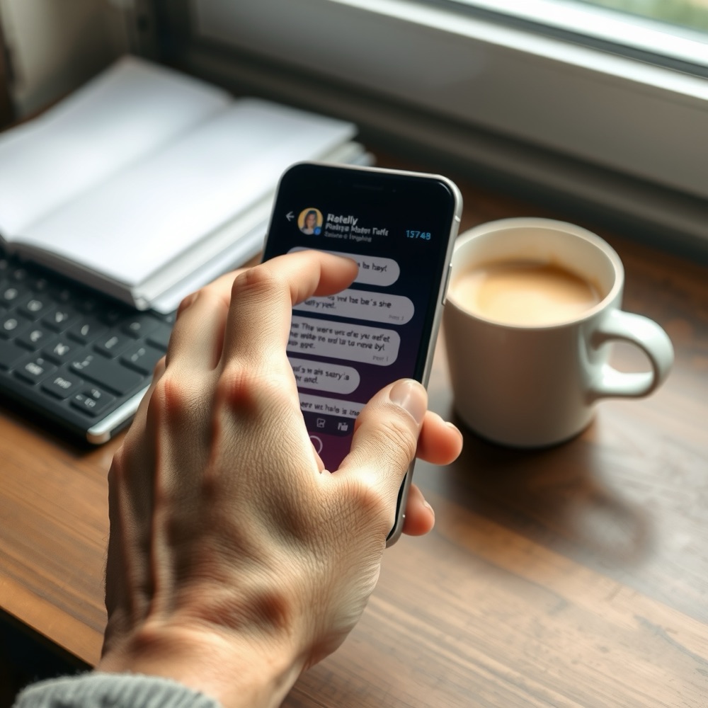 Persona a punto de enviar un prompt desde el celular